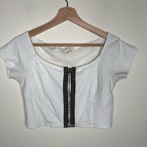 Urban Outfitters Cropped Zip Front Tee large